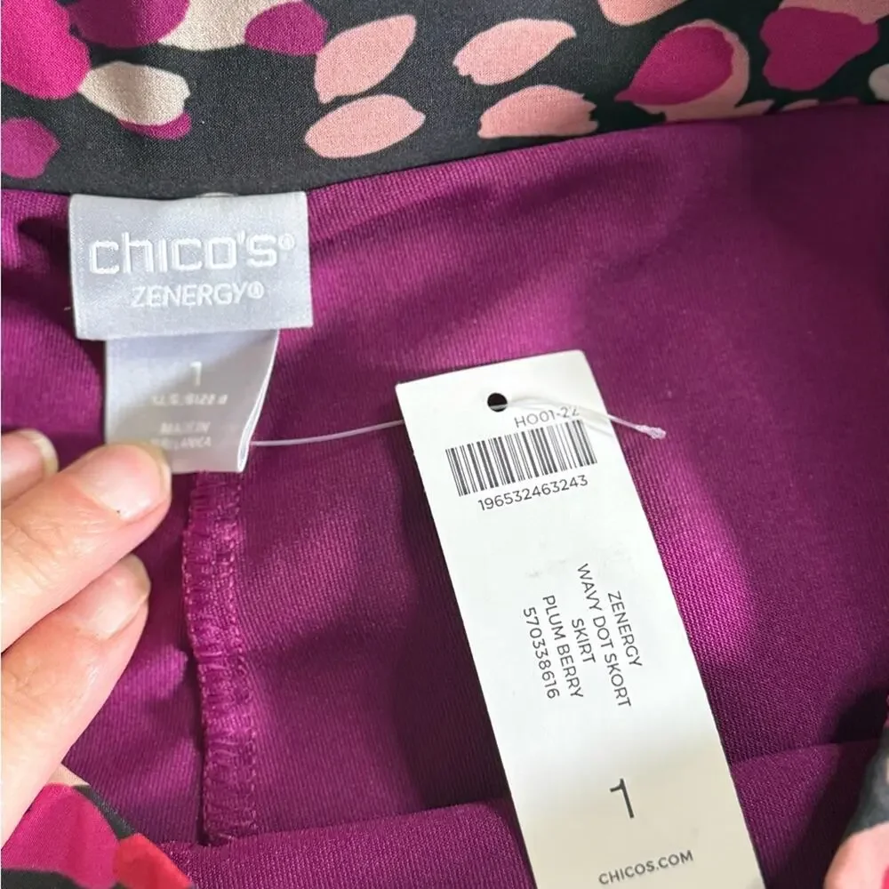 NEW Chico’s Zenergy UPF 50+ Wavy Dot Skort Set in Plum Berry Size 1 (8/10) - Picture 9 of 10